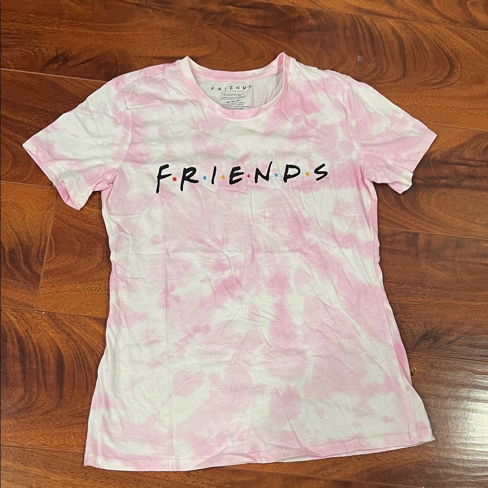 FRIENDS Pink and White Tie-Dye Short Sleeve Tee